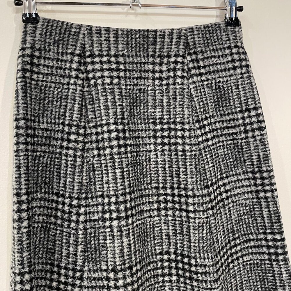 Like New Uniqlo Wool Blend Plaid Midi Skirt Grey Black XS - Picture 5 of 7